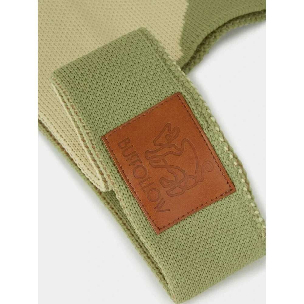 Buitollow Knit Tote Bag Colorblock Sage Green Tan Cream Eco Friendly Shopper NEW